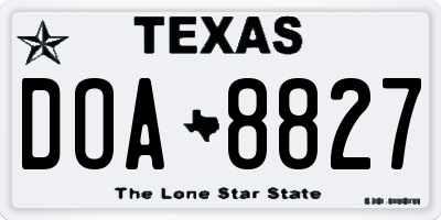 TX license plate DOA8827