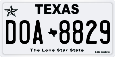 TX license plate DOA8829
