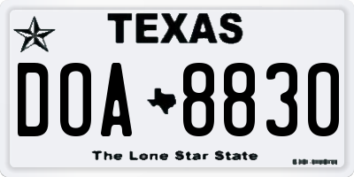 TX license plate DOA8830