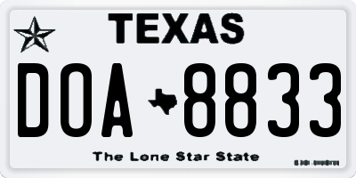 TX license plate DOA8833
