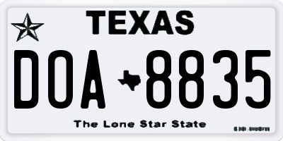 TX license plate DOA8835