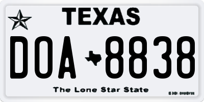 TX license plate DOA8838