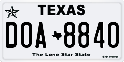 TX license plate DOA8840