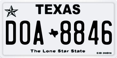 TX license plate DOA8846