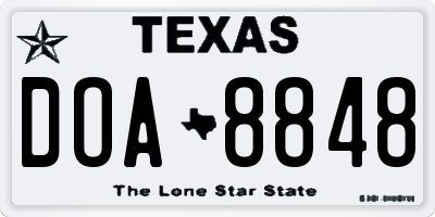 TX license plate DOA8848