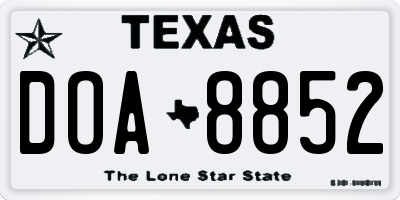 TX license plate DOA8852
