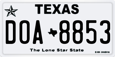 TX license plate DOA8853