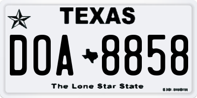 TX license plate DOA8858