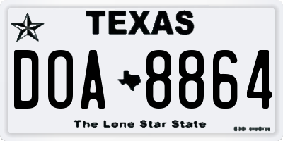 TX license plate DOA8864