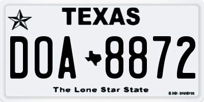 TX license plate DOA8872