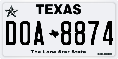 TX license plate DOA8874