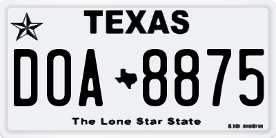 TX license plate DOA8875