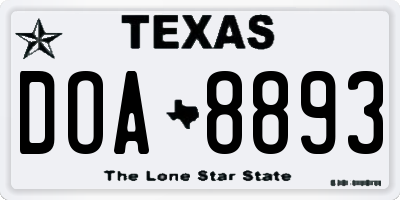 TX license plate DOA8893