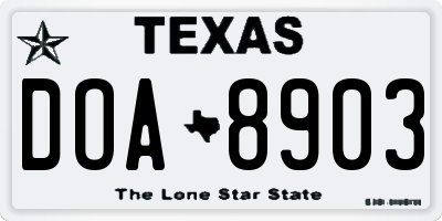TX license plate DOA8903