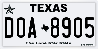 TX license plate DOA8905