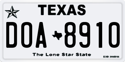 TX license plate DOA8910