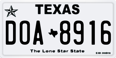 TX license plate DOA8916