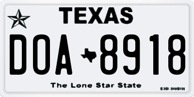 TX license plate DOA8918