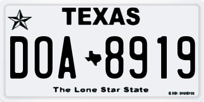 TX license plate DOA8919