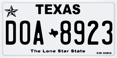 TX license plate DOA8923