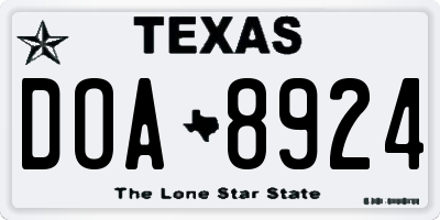 TX license plate DOA8924