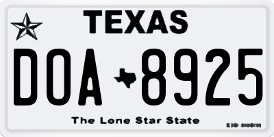 TX license plate DOA8925