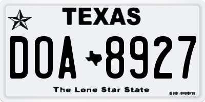 TX license plate DOA8927