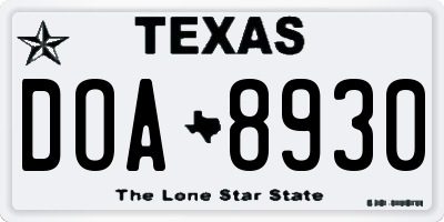 TX license plate DOA8930