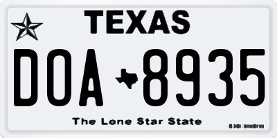 TX license plate DOA8935