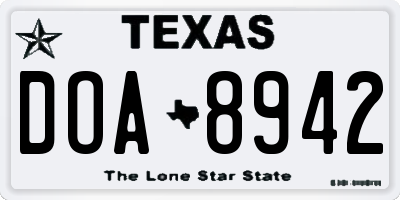 TX license plate DOA8942