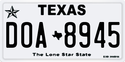 TX license plate DOA8945