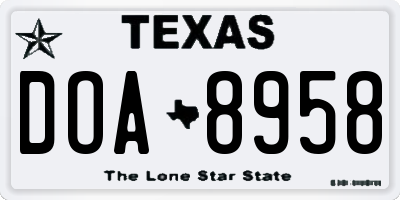 TX license plate DOA8958