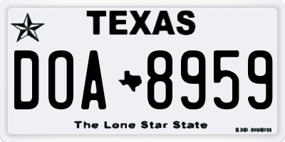 TX license plate DOA8959
