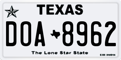 TX license plate DOA8962