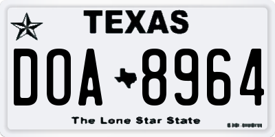 TX license plate DOA8964