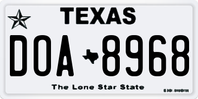 TX license plate DOA8968