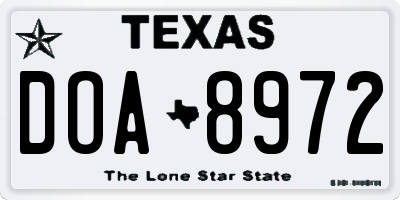 TX license plate DOA8972