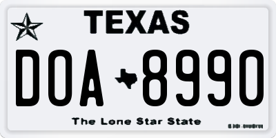TX license plate DOA8990