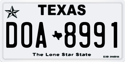 TX license plate DOA8991