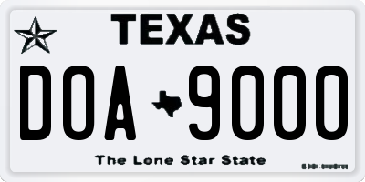 TX license plate DOA9000