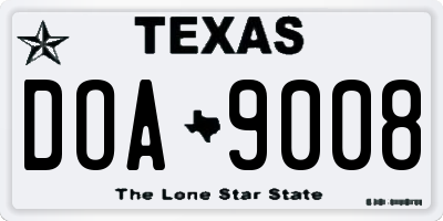 TX license plate DOA9008