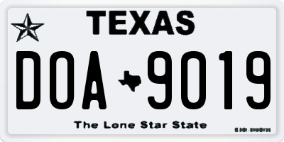 TX license plate DOA9019