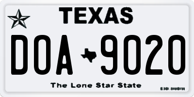 TX license plate DOA9020