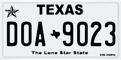 TX license plate DOA9023