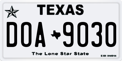 TX license plate DOA9030