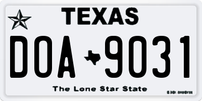 TX license plate DOA9031