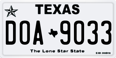 TX license plate DOA9033