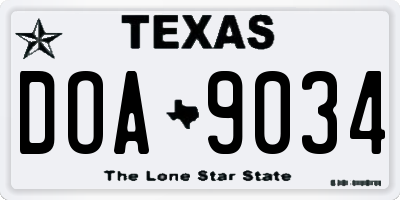 TX license plate DOA9034