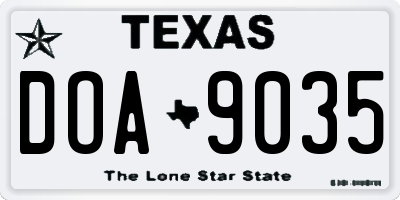 TX license plate DOA9035
