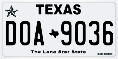 TX license plate DOA9036